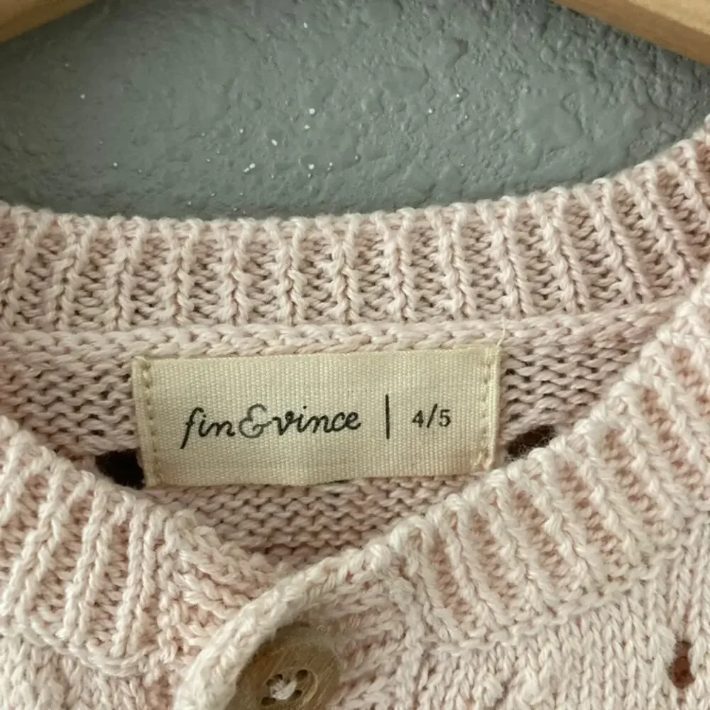 Fin & Vince Pink Open Knit Short Sleeve Cardigan - 4/5